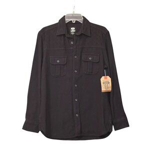 Route 66 Shirt Mens Size Small Shacket Black Flannel Button Up Long Sleeve NWT